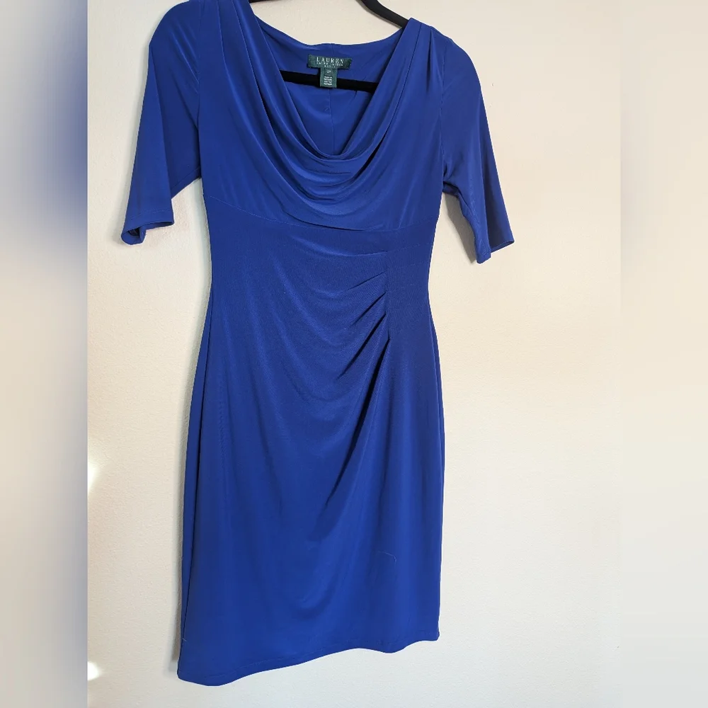 Lauren Ralph Lauren Royal Blue Midi Dress Size 2P - Picture 1 of 4
